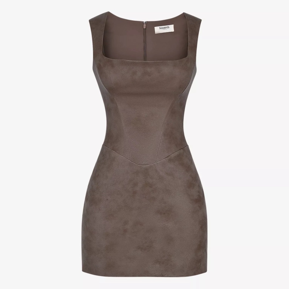 NEW HOUSE OF CB Pandora square-neck faux-leather mini dress - Picture 2 of 5